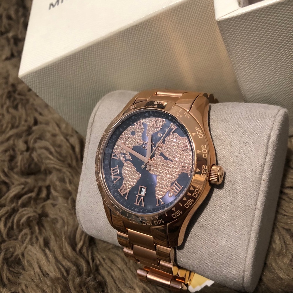 World Map Rose gold watch